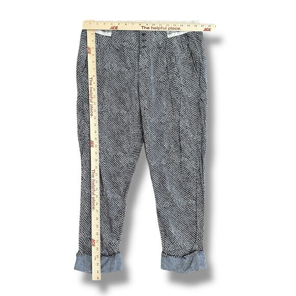 Anthropologie Tiny Pants L Black White Print Cotton Boho Cuffed Cropped - Picture 3 of 12